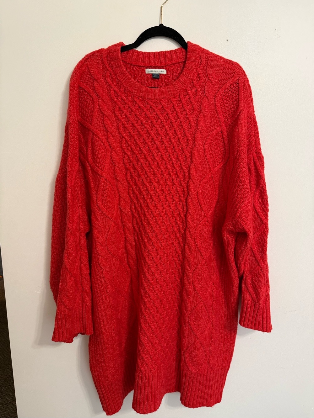 American Eagle Outfitters Red Cable Knit Mini Dress